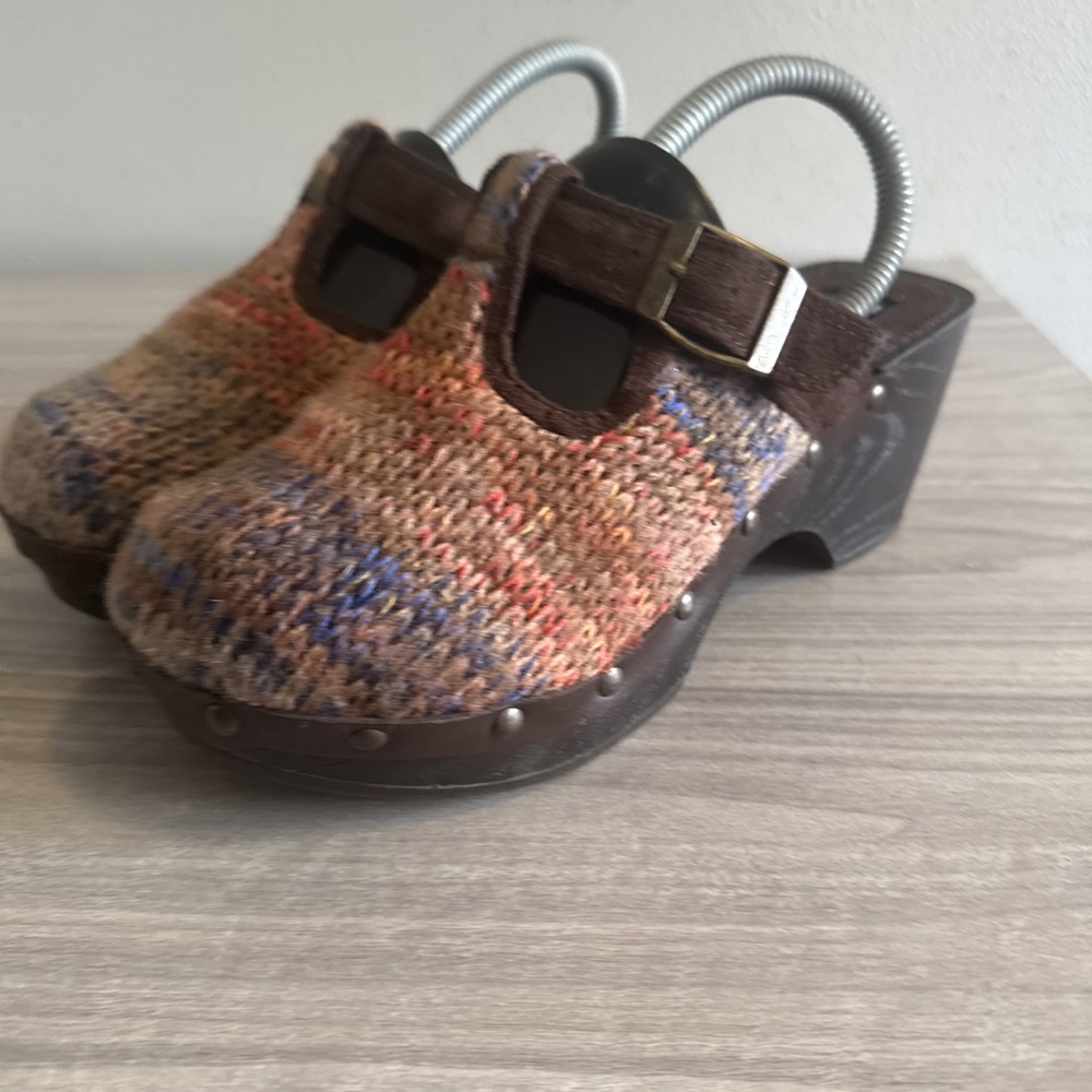 L.E.I. Bundle up Wool Knit Clogs Women's Sz 7 Vintage Platform Shoes Multicolor - Picture 5 of 11